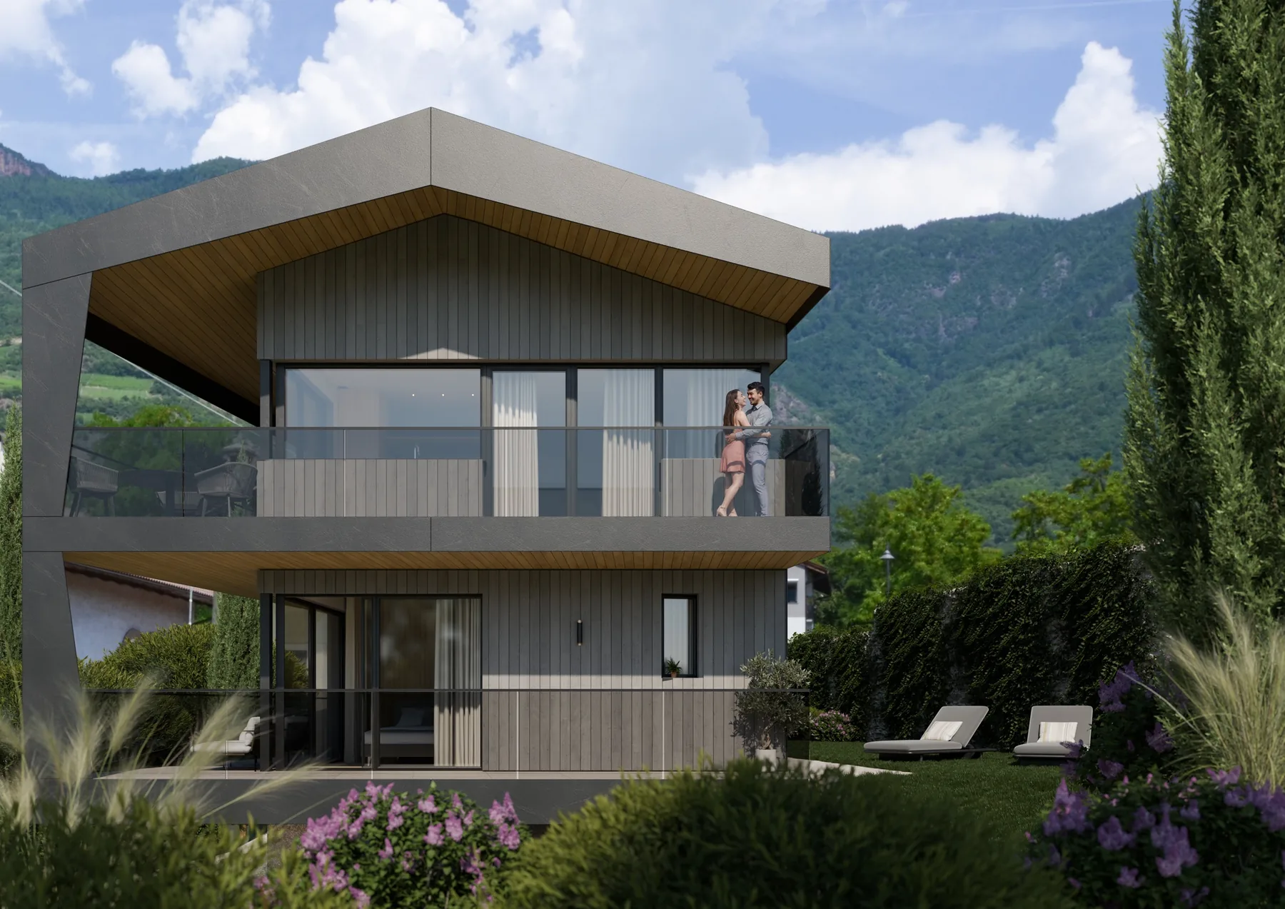 Villa M mit Balkon und Bergblick